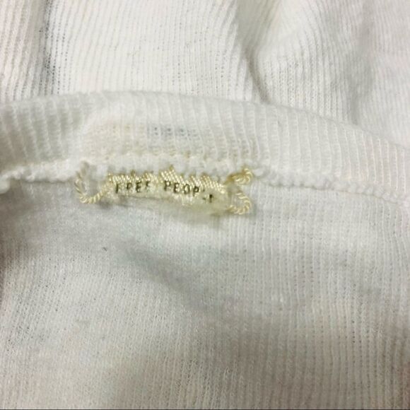 Free People Linen Cotton Ribbed Strappy Back Raw Edge Tank Top White XS - Picture 7 of 8